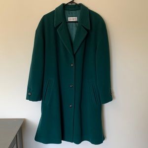 Jobis 70s Green Scherwolle Virgin Wool Angora Wool Winter Trench Coat Size 10